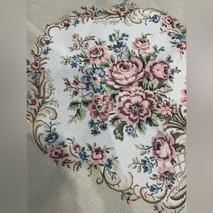 Antique Floral Tapestry Fabric with Pink and Blue Roses
